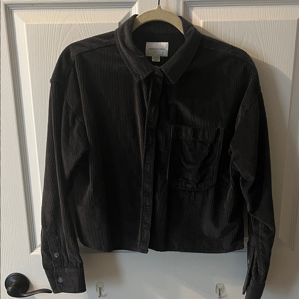 American Eagle Black Corduroy Shirt